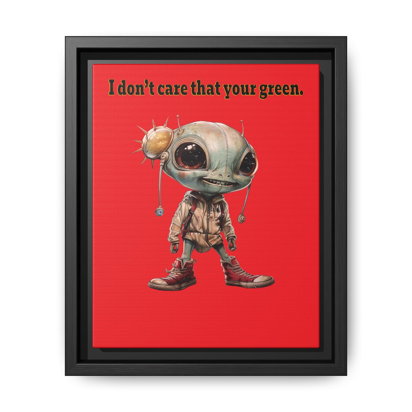 I don't care that your green - framed canvas art (red)