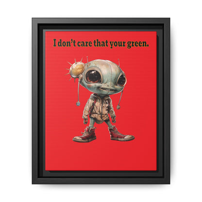 I don't care that your green - framed canvas art (red)