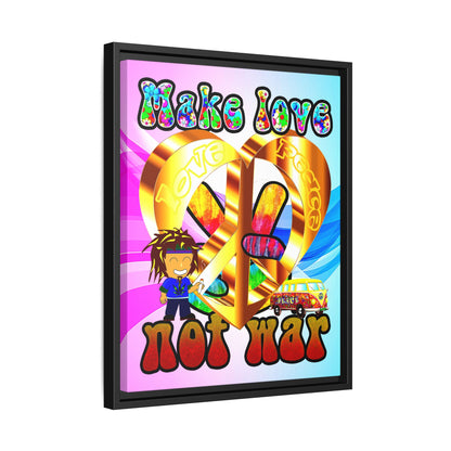 love peace - framed canvas art (light blue-pink wave)