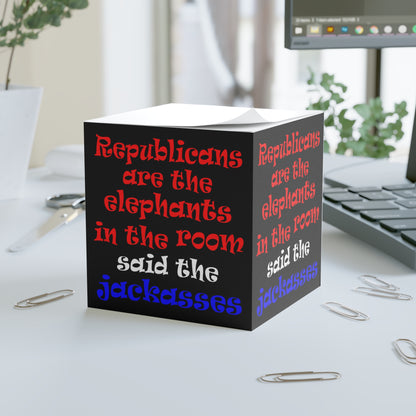 donkeys and elephants - note cube (black)