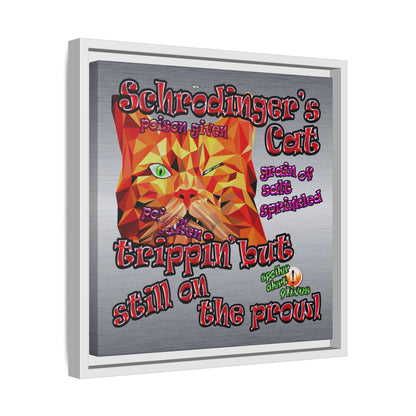 schrodinger's cat - framed canvas art (brushed nickel)
