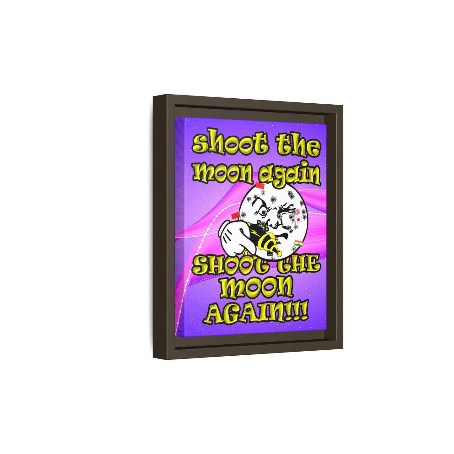 shoot the moon again - framed canvas art (purple-pink wave)