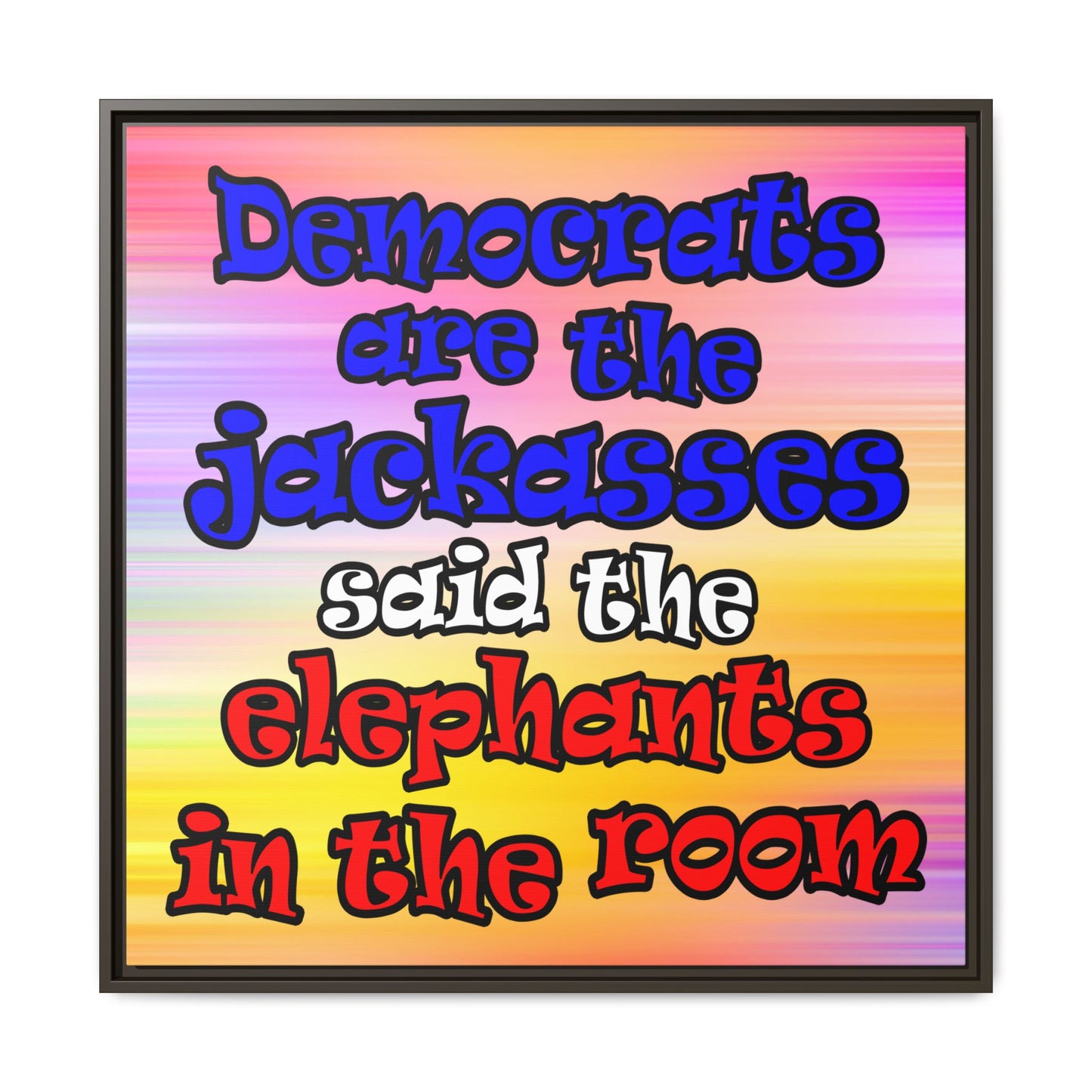 donkeys and elephants - framed canvas art (color blur)