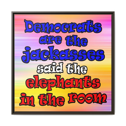 donkeys and elephants - framed canvas art (color blur)