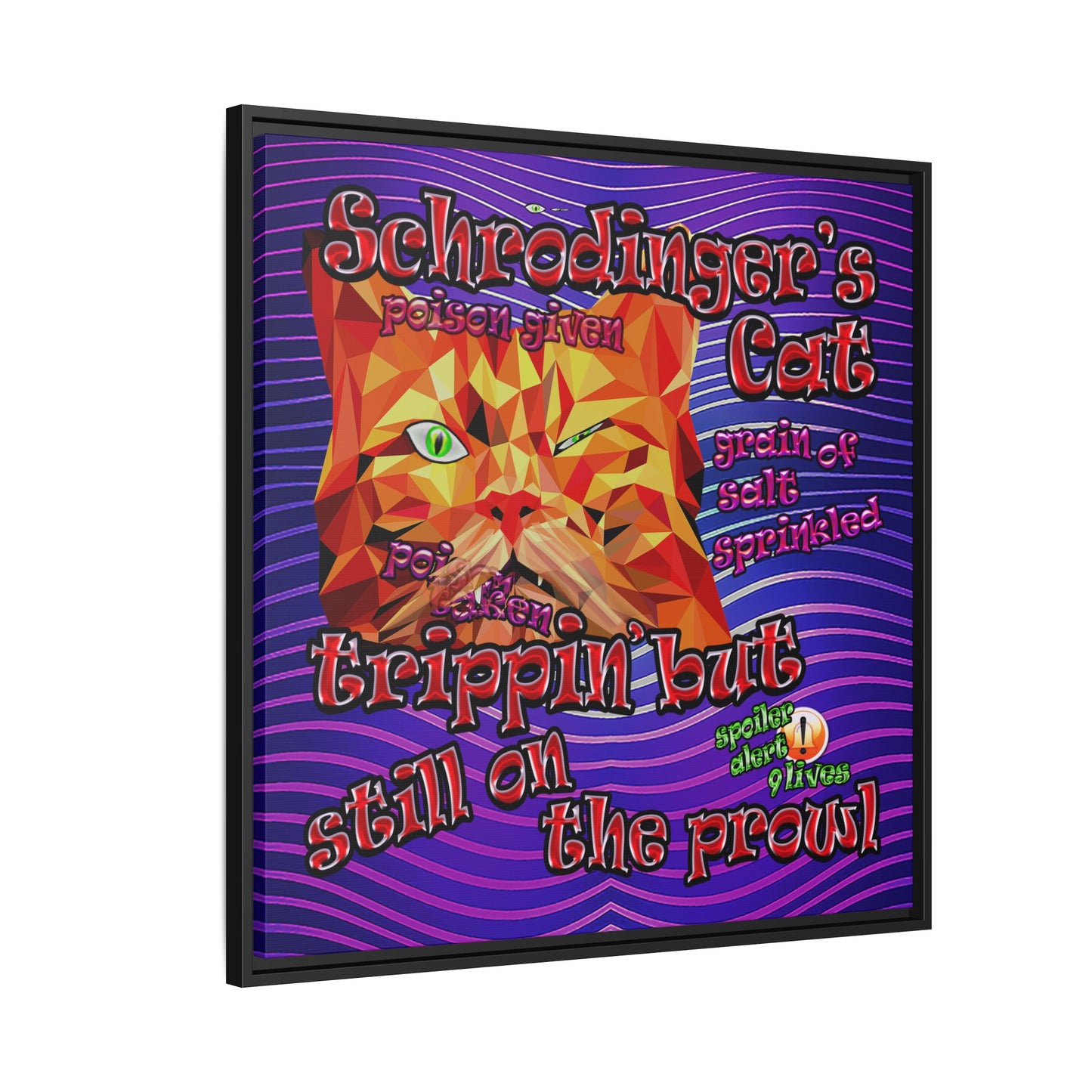 schrodinger's cat - framed canvas art (purple wave)