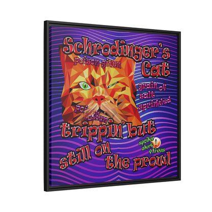 schrodinger's cat - framed canvas art (purple wave)