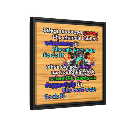 doggystyle - framed canvas art (butterscotch wood finish)