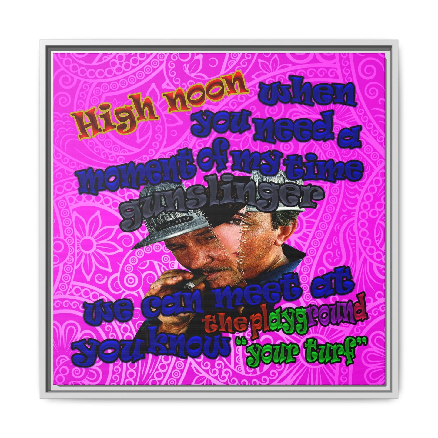 high noon - framed canvas art (pink swirl)