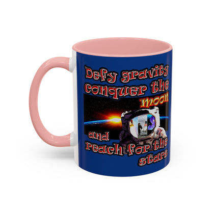 defy conquer reach - Accent Mug (dark blue)