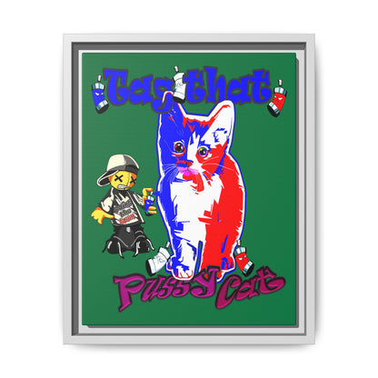 tag that - framed canvas art (dark green)