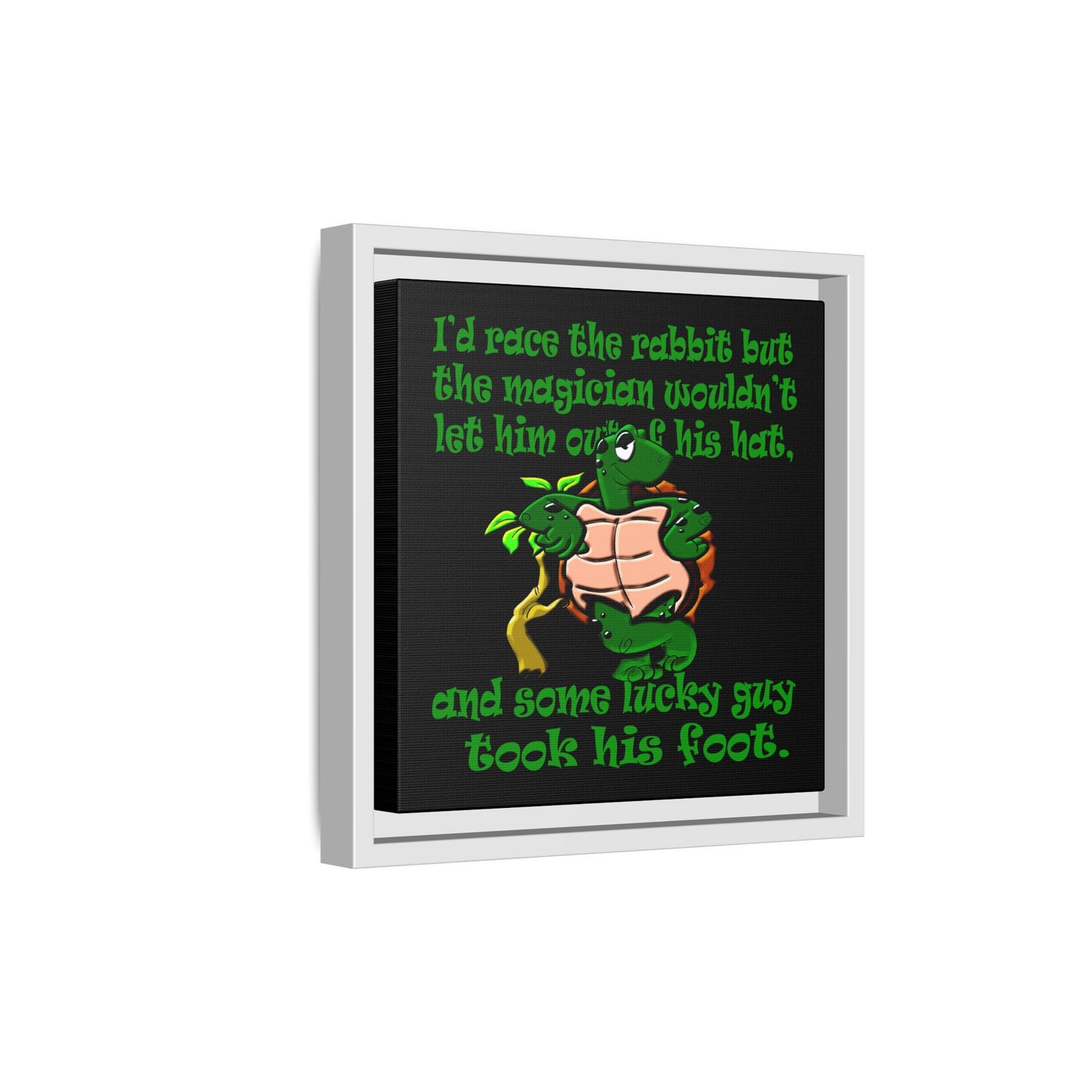 turtle race - framed canvas art (black)