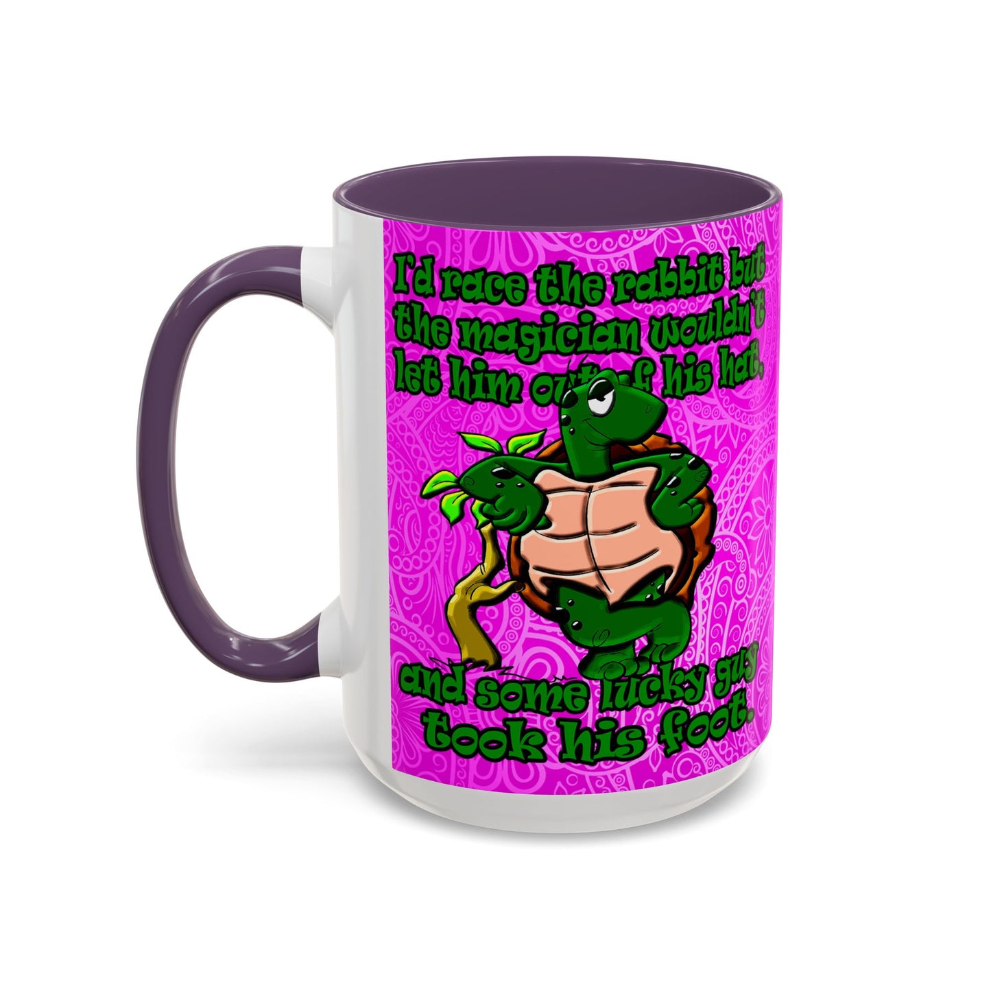 turtle race - Accent Mug (pink swirl)