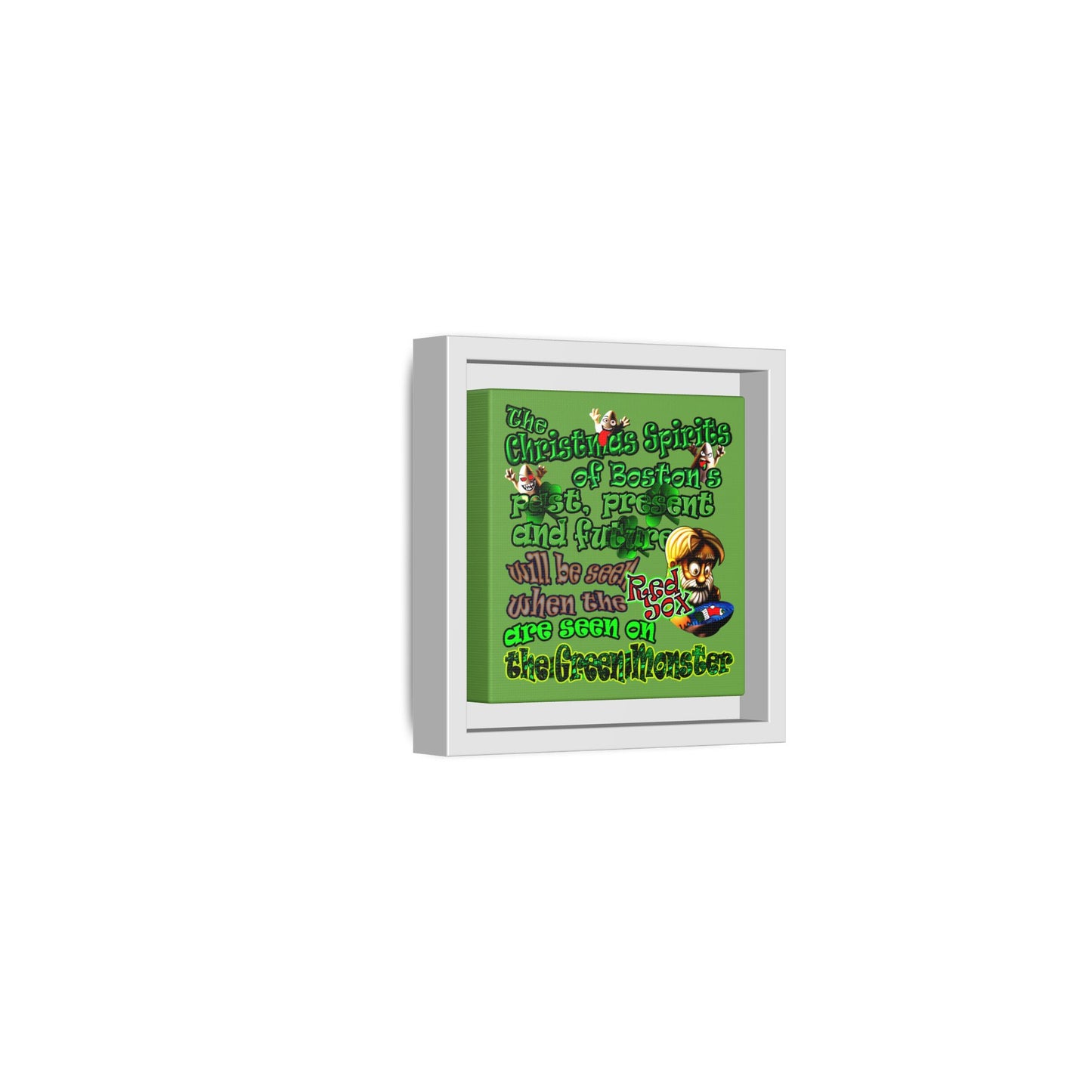 christmas spirits of boston - framed canvas art (green)
