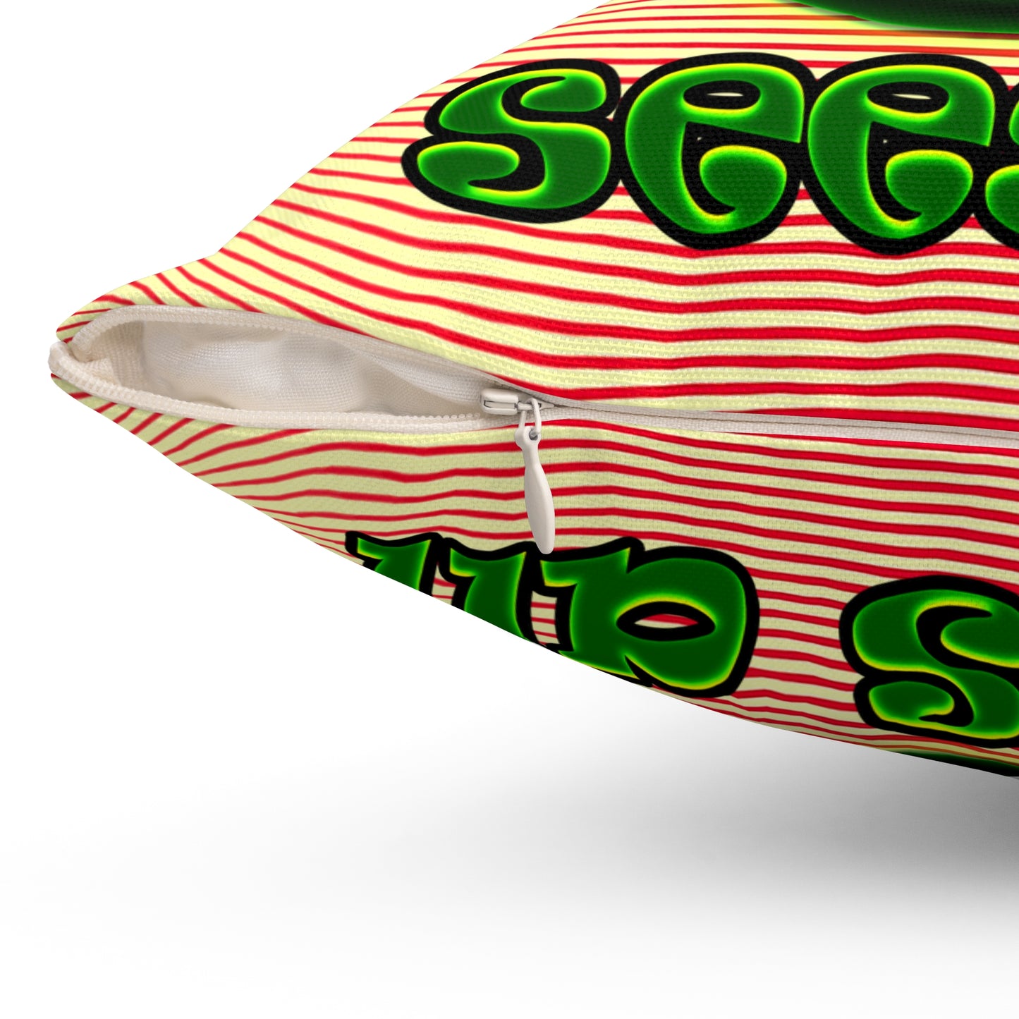 green monster - Spun Polyester Square Pillow - (yellow-orange wave)