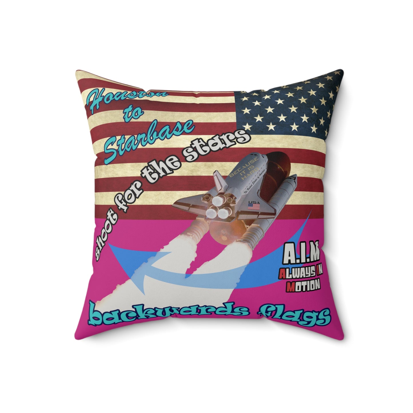 shoot for the stars - Faux Suede Square Pillow - (pink)