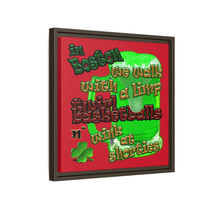 celtics logo - framed canvas art (dark red)