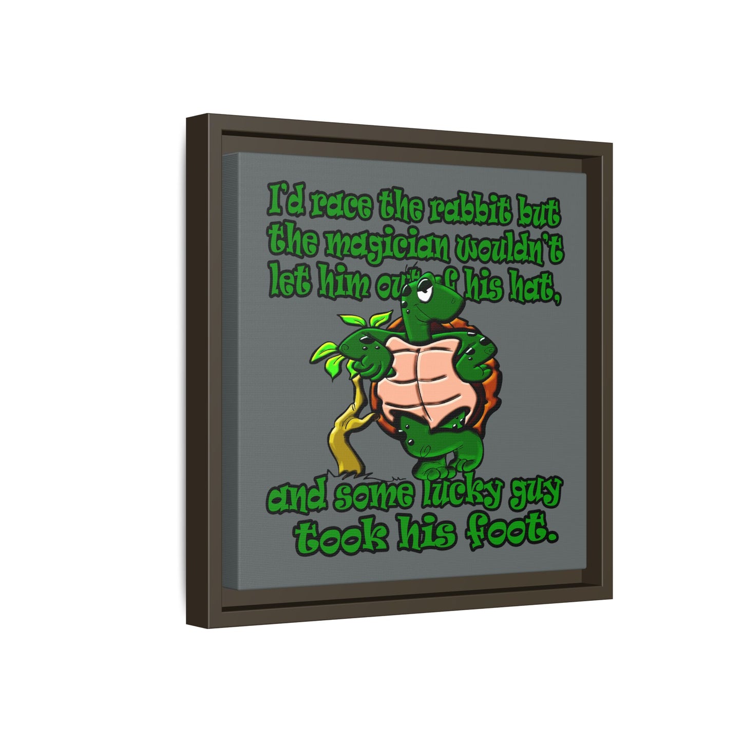turtle race - framed canvas art (dark grey)