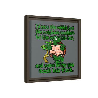 turtle race - framed canvas art (dark grey)