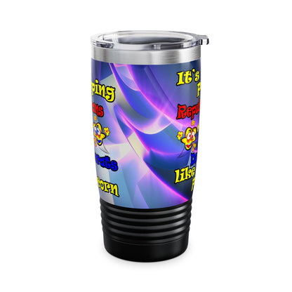 popping like popcorn - Ringneck Tumbler, 20oz (grey-pink wave)