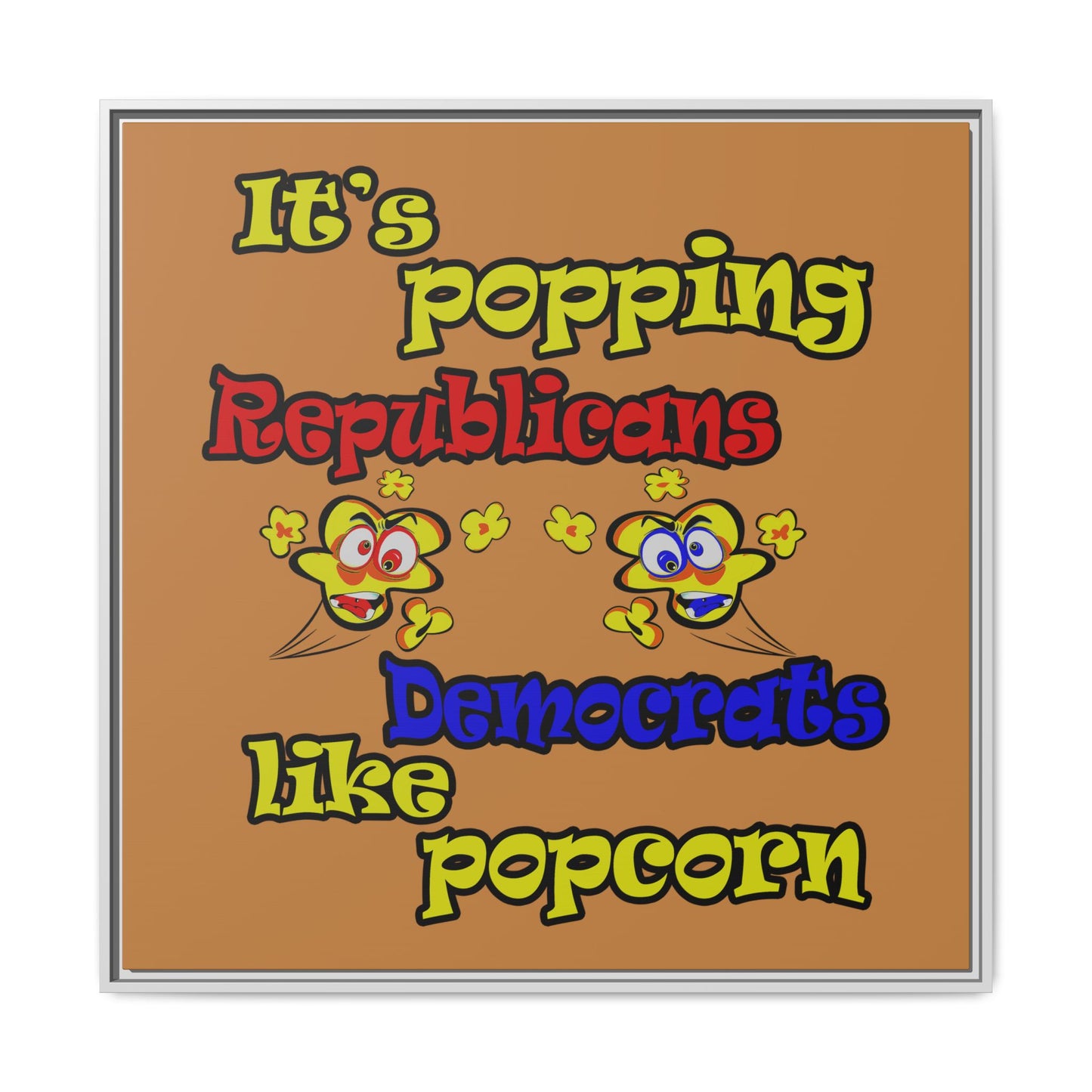 popping like popcorn - framed canvas art (light brown)