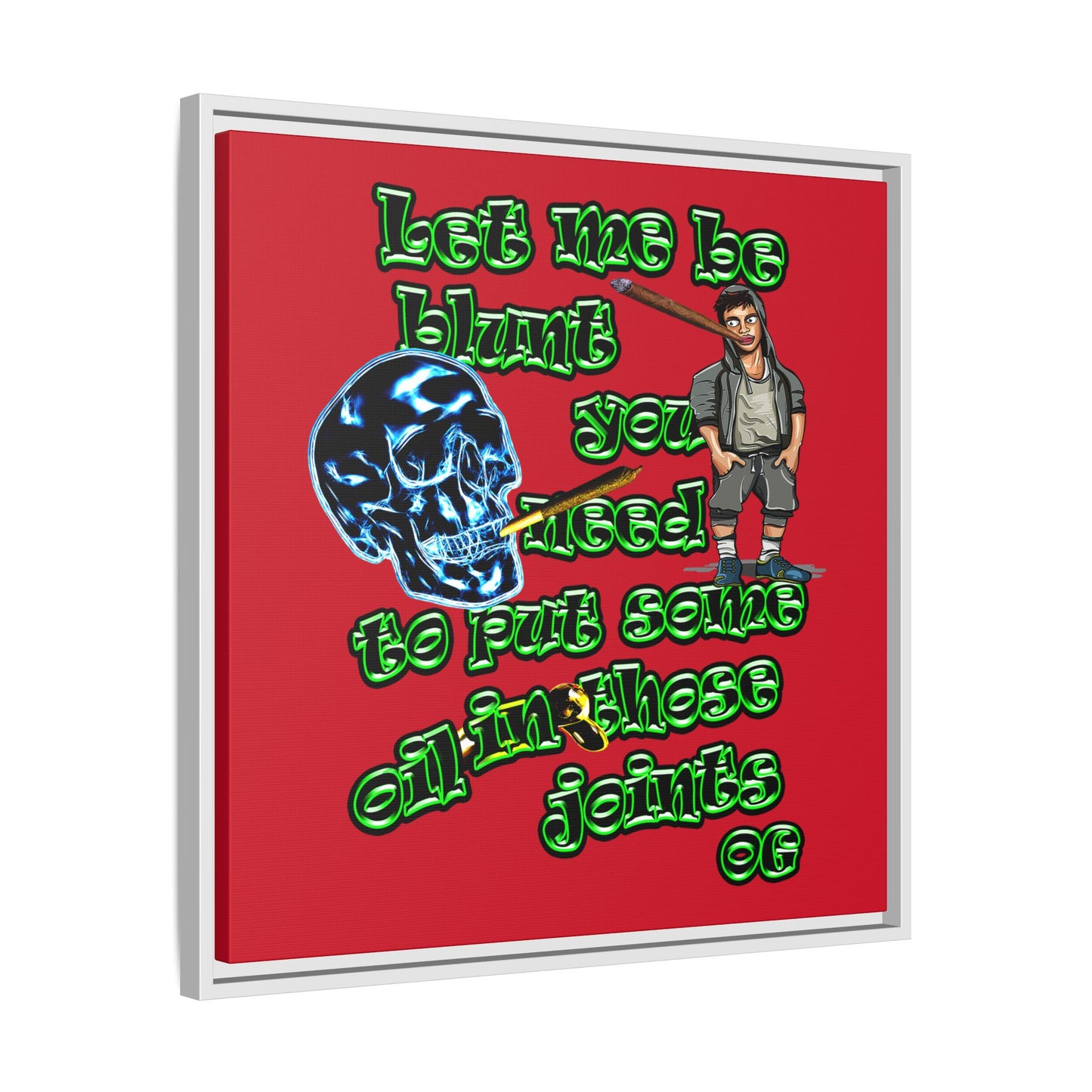 og - framed canvas art (dark red)