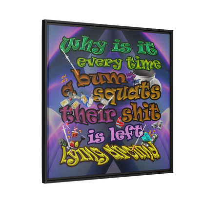 the bum's shit - framed canvas art (grey-pink wave)