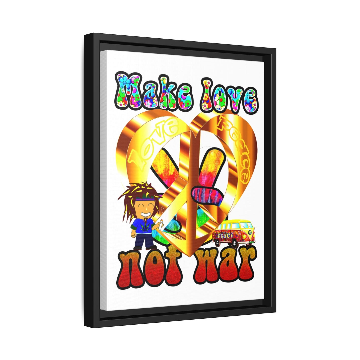 love peace - framed canvas art (white)