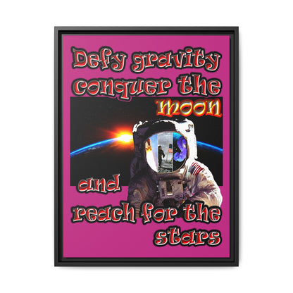 defy conquer reach - framed canvas art (pink)
