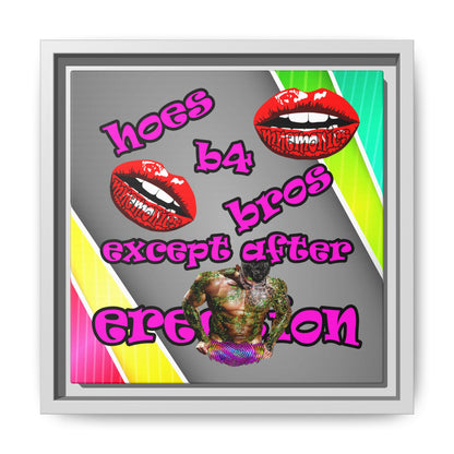 hoes b4 bros - framed canvas art (rainbow split)