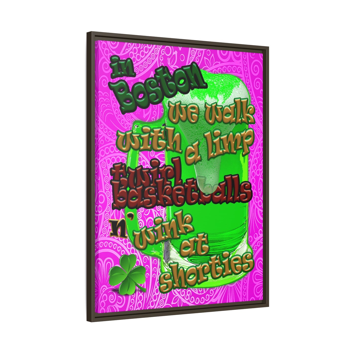 celtics logo - framed canvas art (pink swirl)