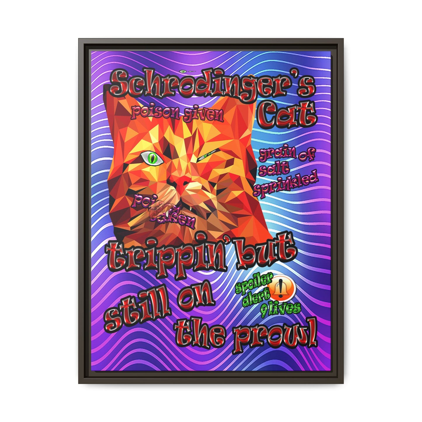 schrodinger's cat - framed canvas art (purple wave)