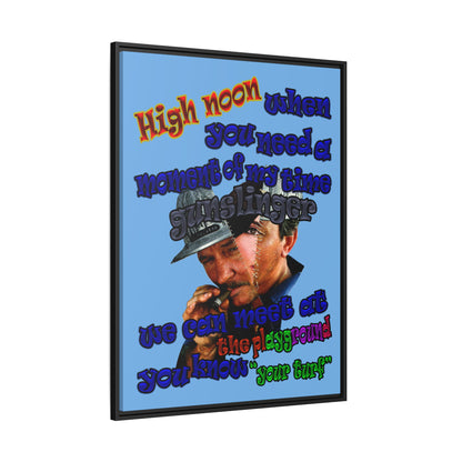 high noon - framed canvas art (light blue)