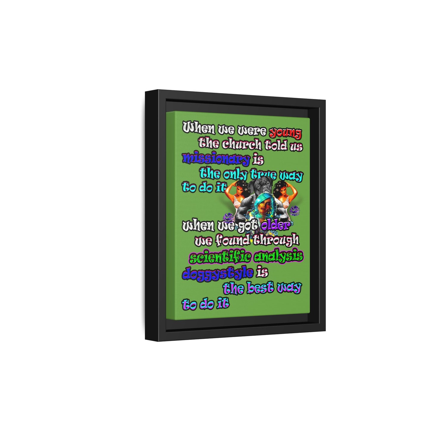 doggystyle - framed canvas art (green)