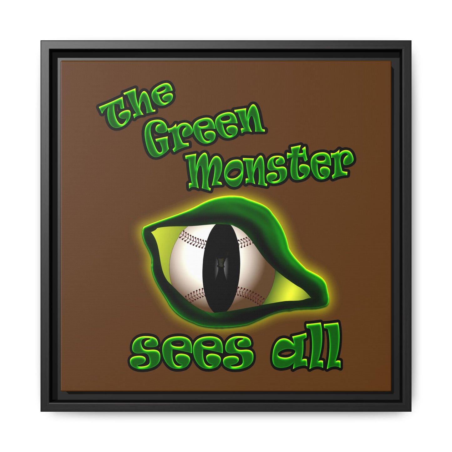 green monster - framed canvas art (brown)