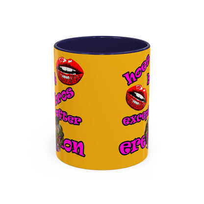 hoes b4 bros - Accent Mug (yellow)