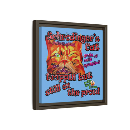 schrodinger's cat - framed canvas art (light blue)