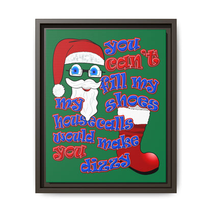 santa's shoes - framed canvas art (dark green)