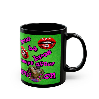 hoes b4 bros - Black Mug (green turf)