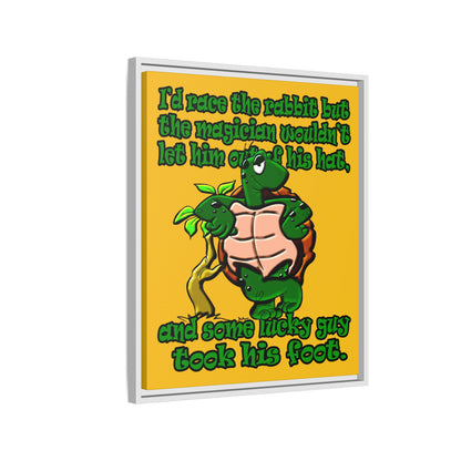 turtle race - framed canvas art (yellow)