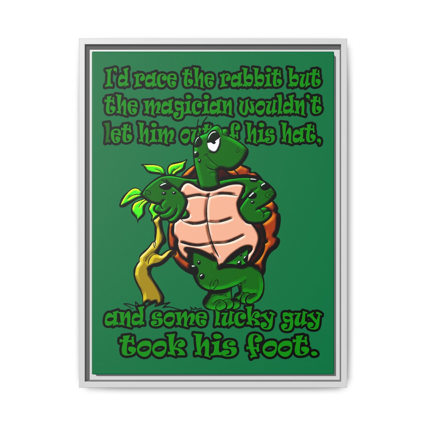 turtle race - framed canvas art (dark green)