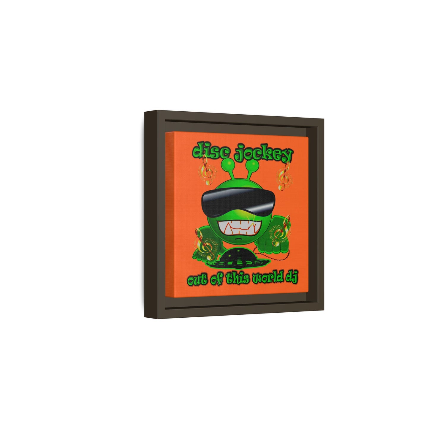 disc jockey - framed canvas art (orange)