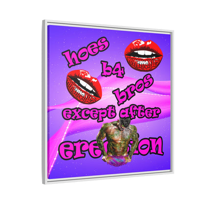 hoes b4 bros - framed canvas art (purple-pink wave)