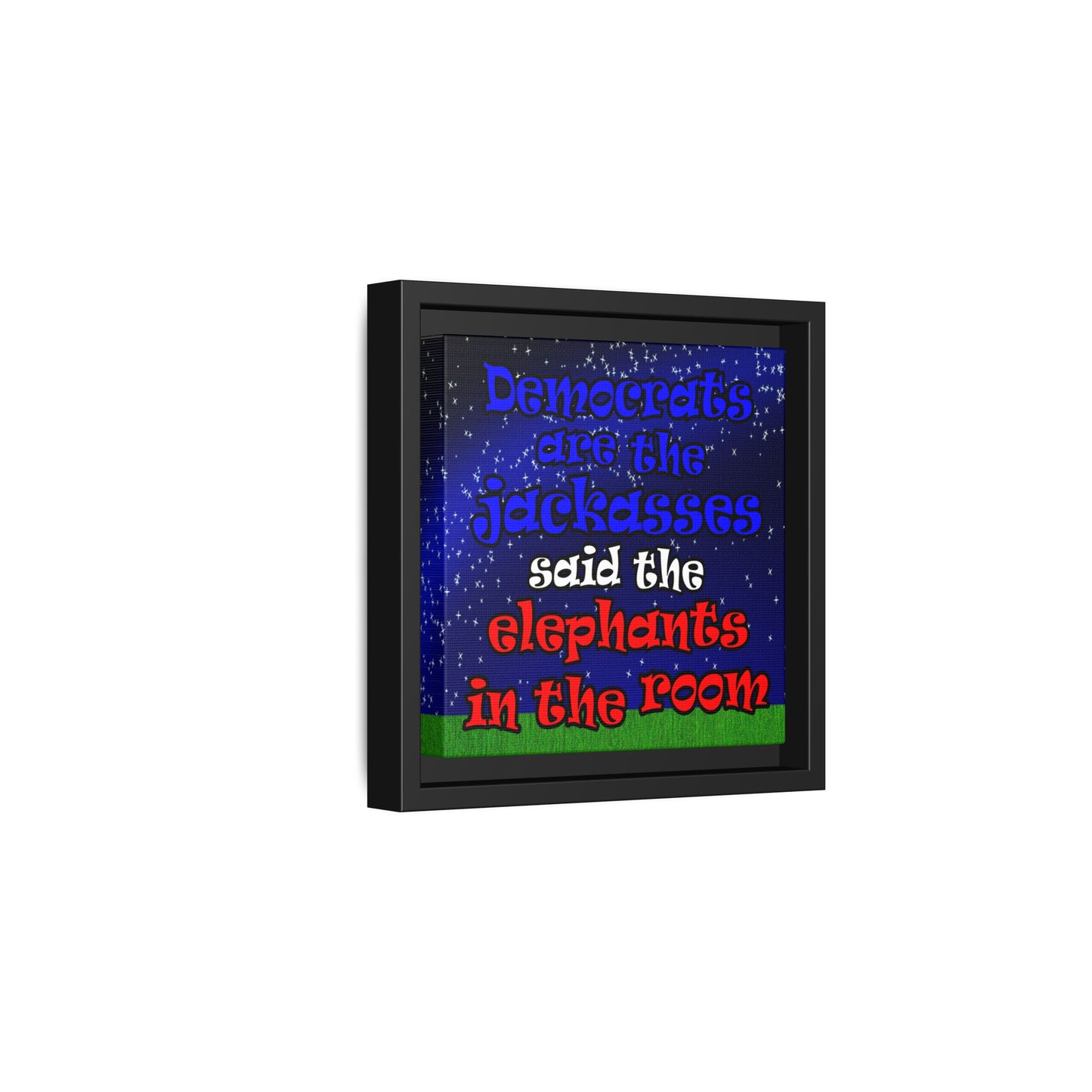 donkeys and elephants - framed canvas art ('snoops' background)