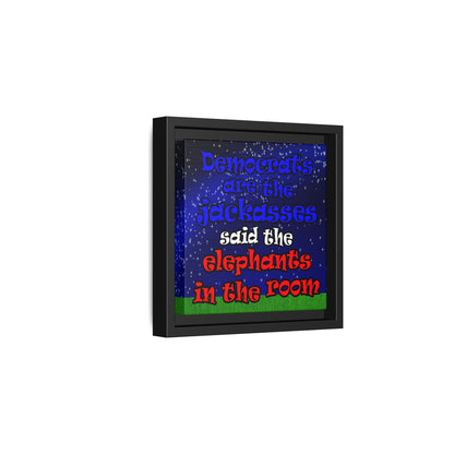 donkeys and elephants - framed canvas art ('snoops' background)