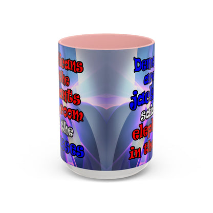 donkeys and elephants - Accent Mug (grey-pink wave)