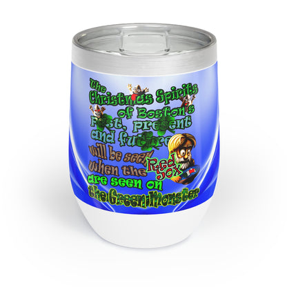 christmas spirits of boston - Chill Wine Tumbler (blue-white wave)