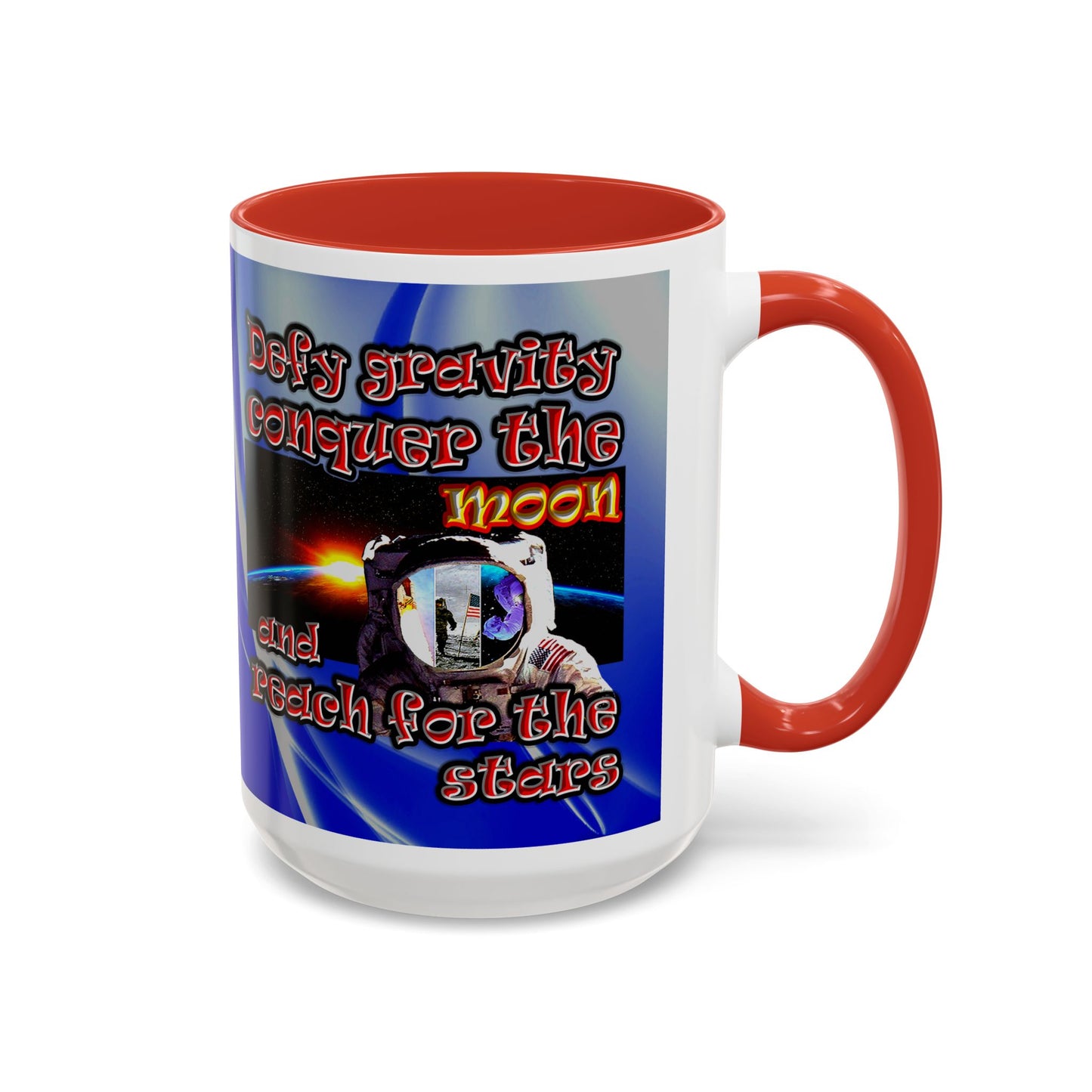 defy conquer reach - Accent Mug (blue-white wave)