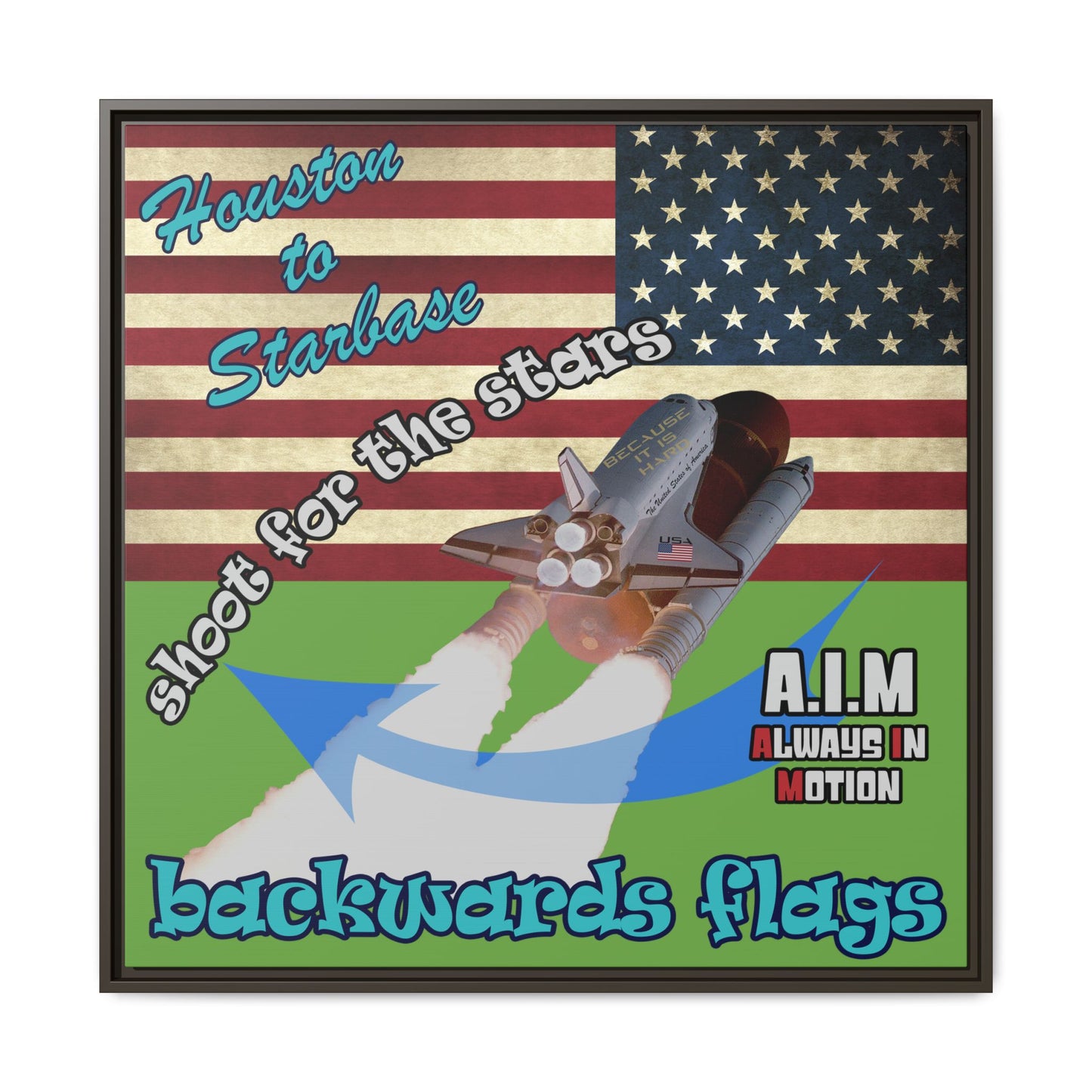 shoot for the stars - framed canvas art (green)