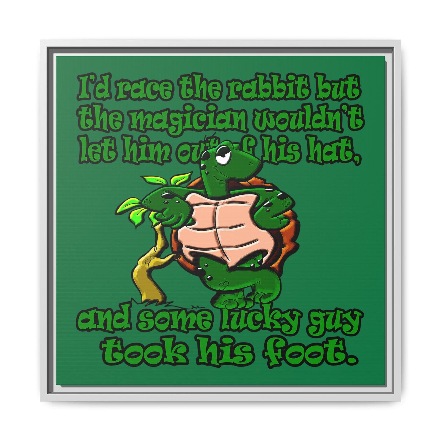 turtle race - framed canvas art (dark green)