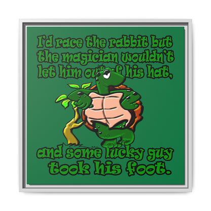turtle race - framed canvas art (dark green)